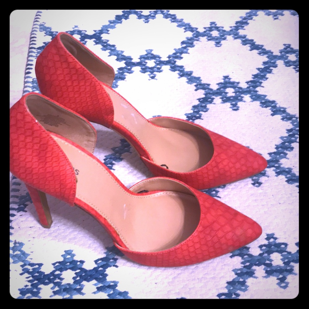 Express RED leather heels Size 8
